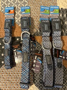 Blue Patterned Dog Collar - Durable Outdoor Design
